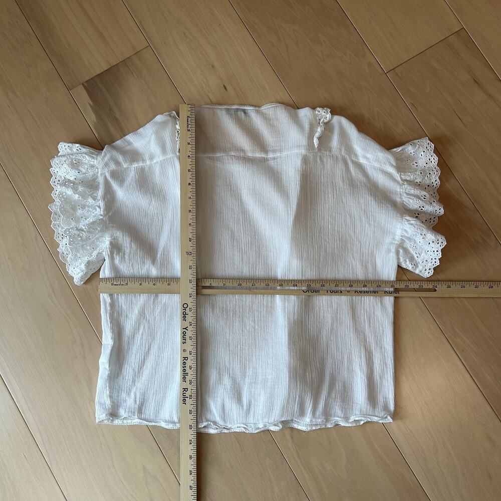 AllSaints Isa Tee Frilled Front Lace Flutter Short Sleeve Women’s Small - Picture 5 of 7